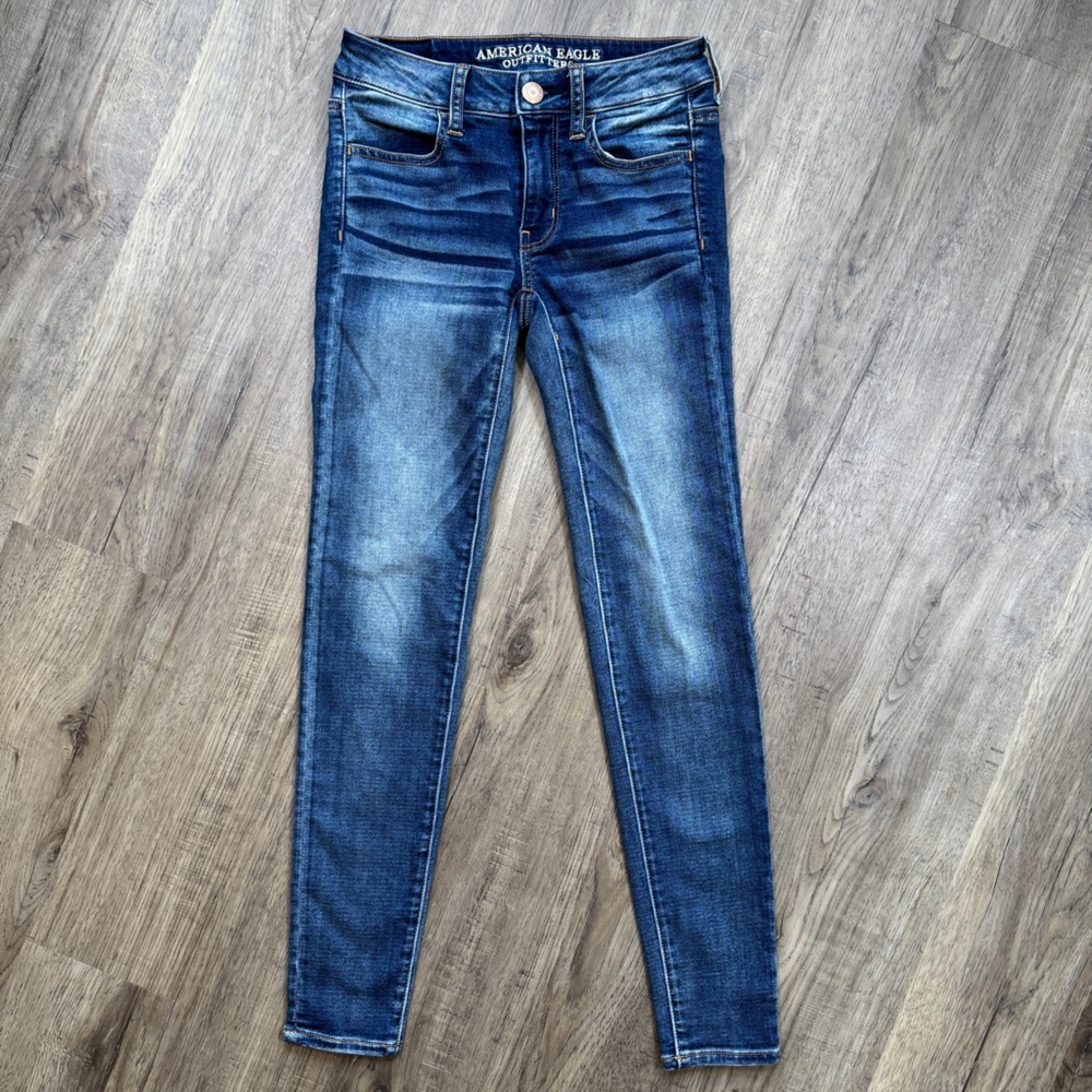 American Eagle Outfitters Dark Blue Denim Jeggings Jeans - Size 0 Regular